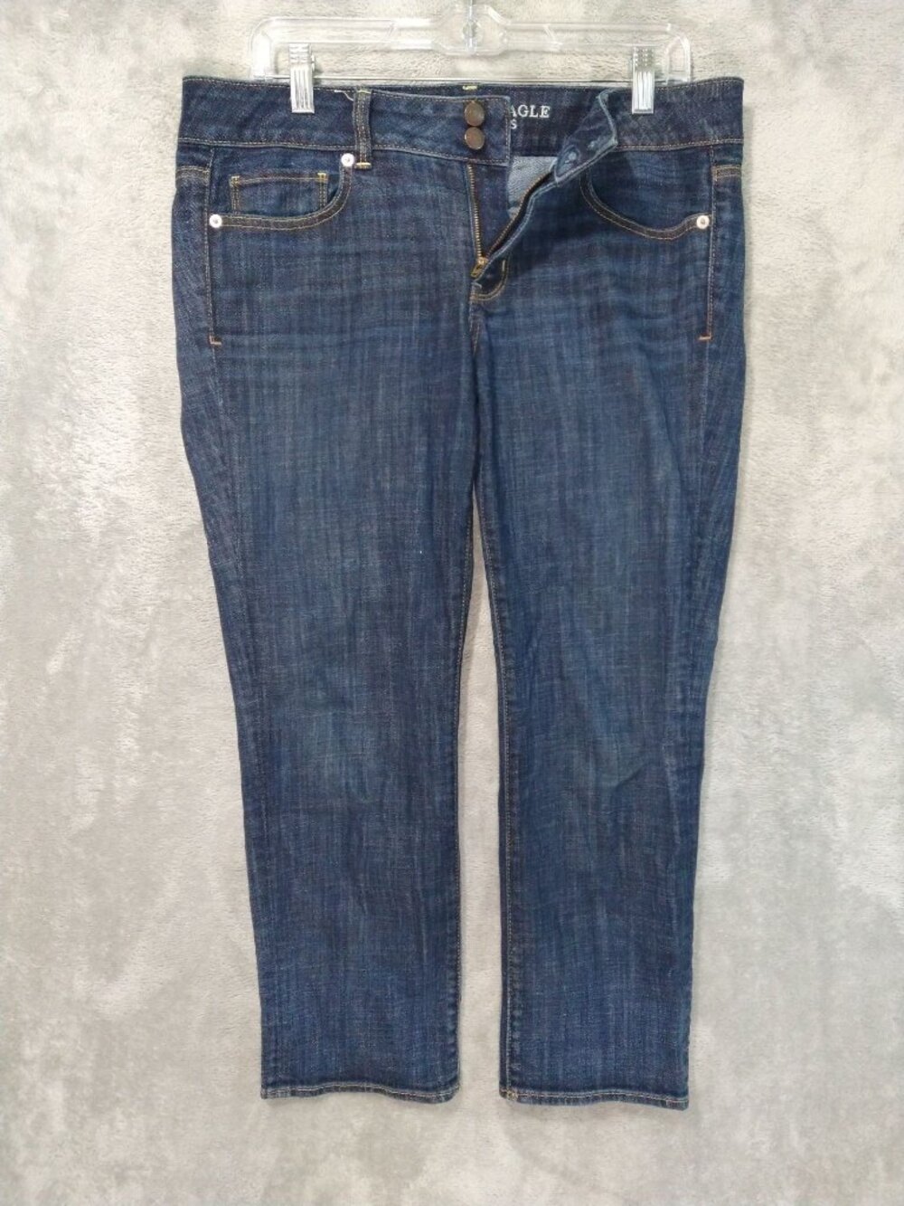 American Eagle Jeans Women 10 Blue Denim Stretch Artist Crop Dark Wash Mid Rise